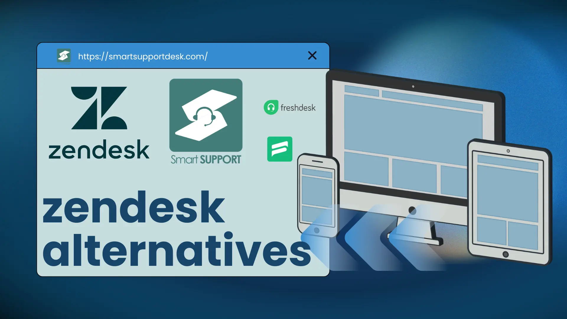 Illustration comparing customer support software platforms as the best Zendesk alternatives.
